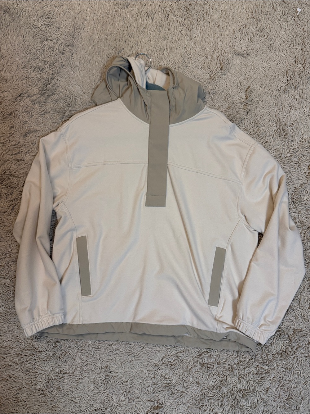 Athleta Hooded Pullover in Cream and Tan